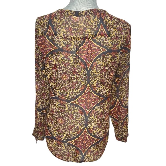 Banana Republic Long Sleeve Paisley Baroque Blouse Sz S – Multicolor Fall Top - Picture 5 of 14
